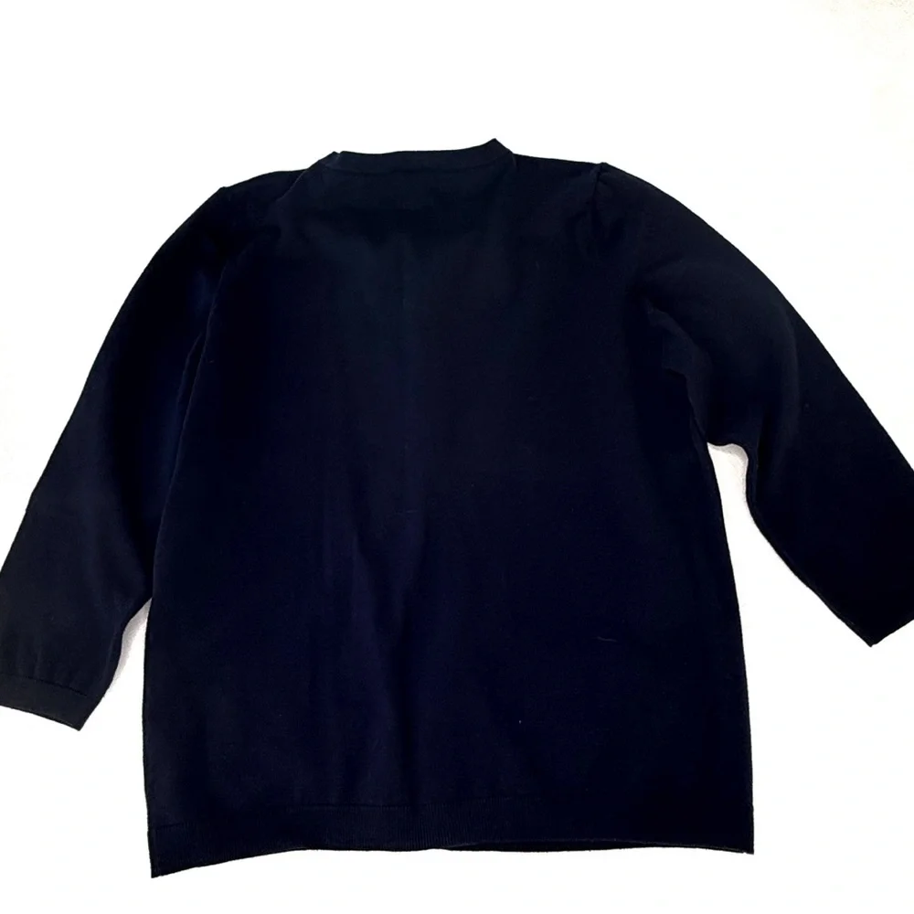 Talbots Navy Blue Cardigan 3/4 Sleeve Pima Cotton Cardigan Sweater Sz LP